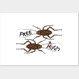 Free Bugs Not Hugs Cockroach Funny Halloween Posters and Art